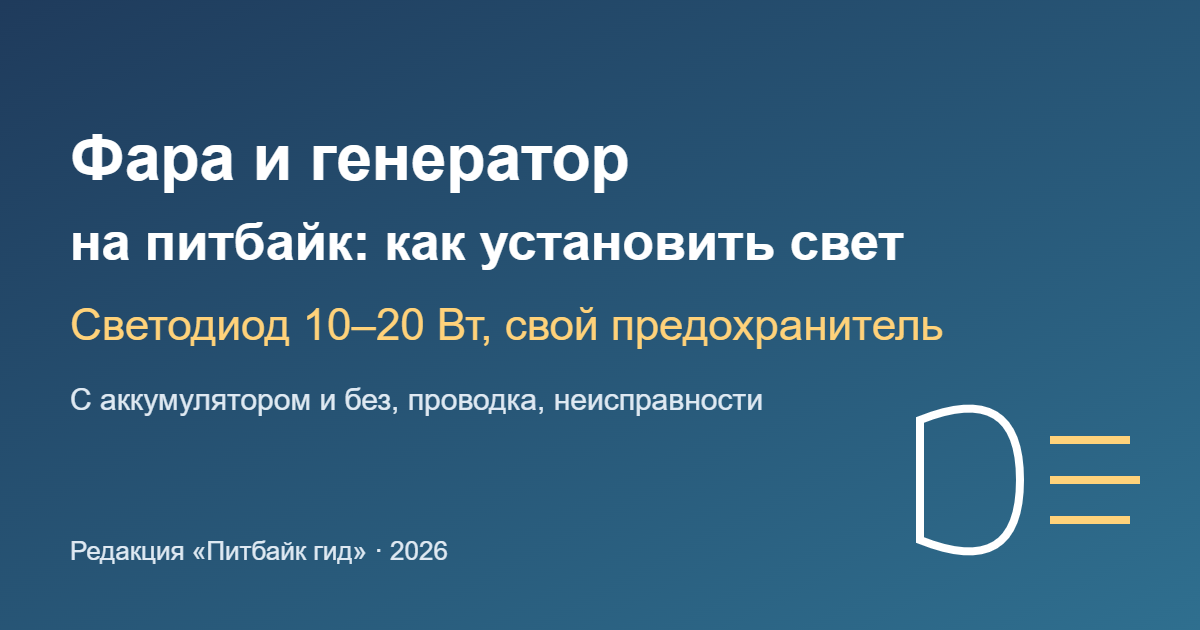 Фара и генератор на питбайк: как установить свет — обложка
